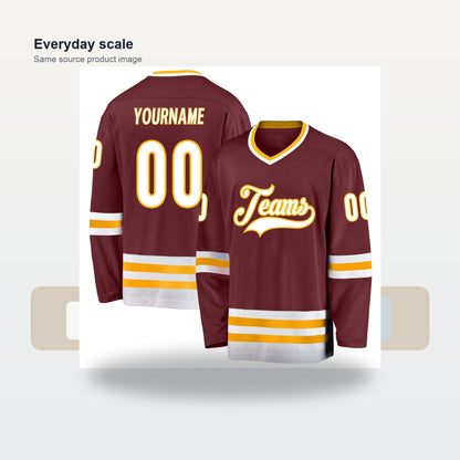 Custom Burgundy White-Gold Hockey Jersey - Scale and use case