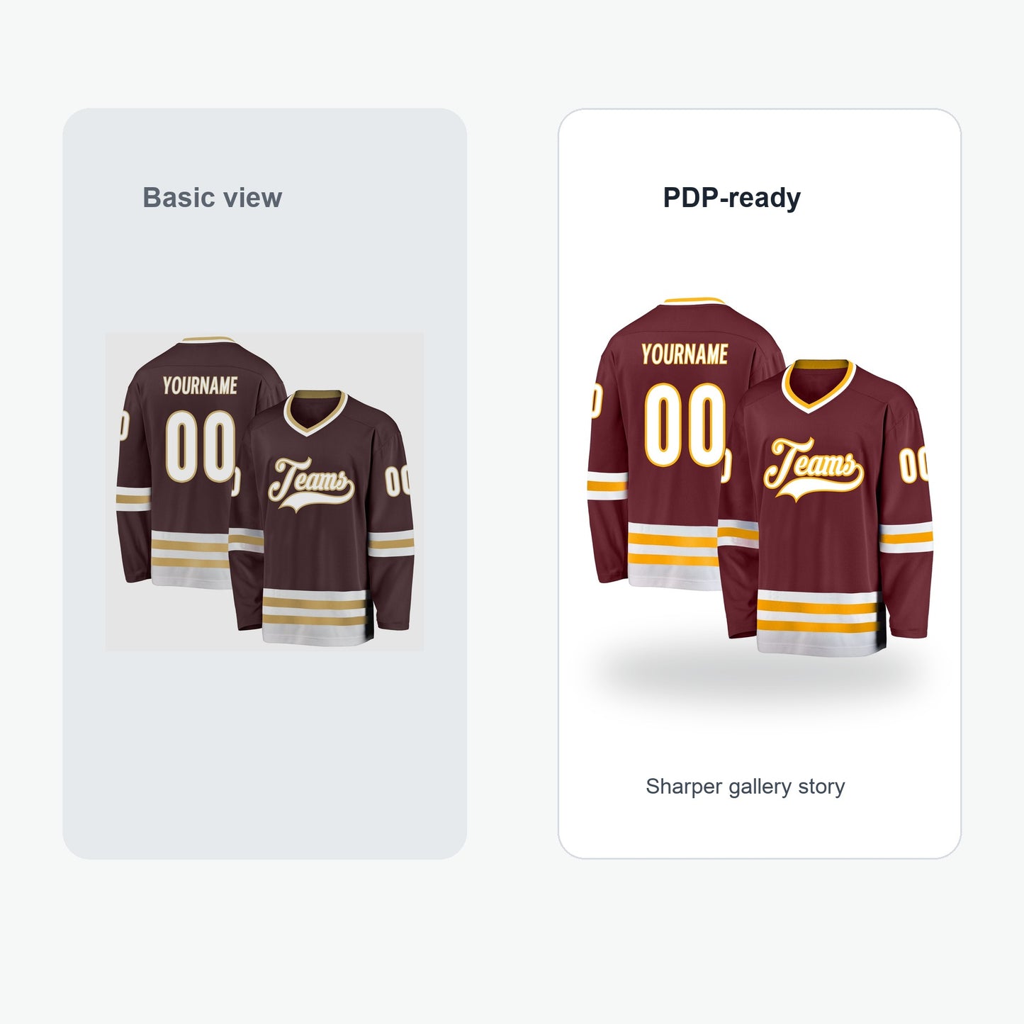 Custom Burgundy White-Gold Hockey Jersey - Value comparison