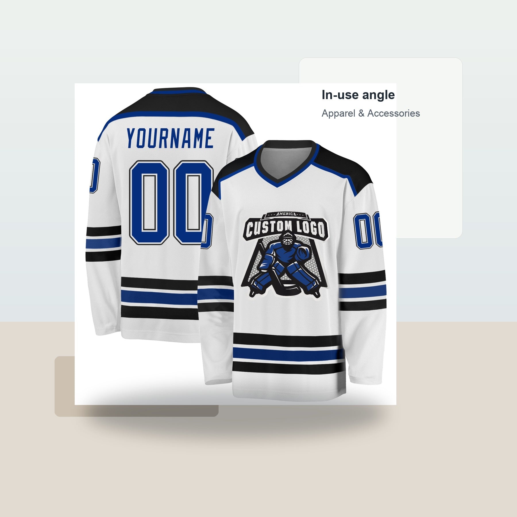 Custom White Royal-Gold Hockey Jersey - Lifestyle context