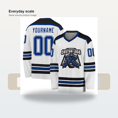Custom White Royal-Gold Hockey Jersey - Scale and use case