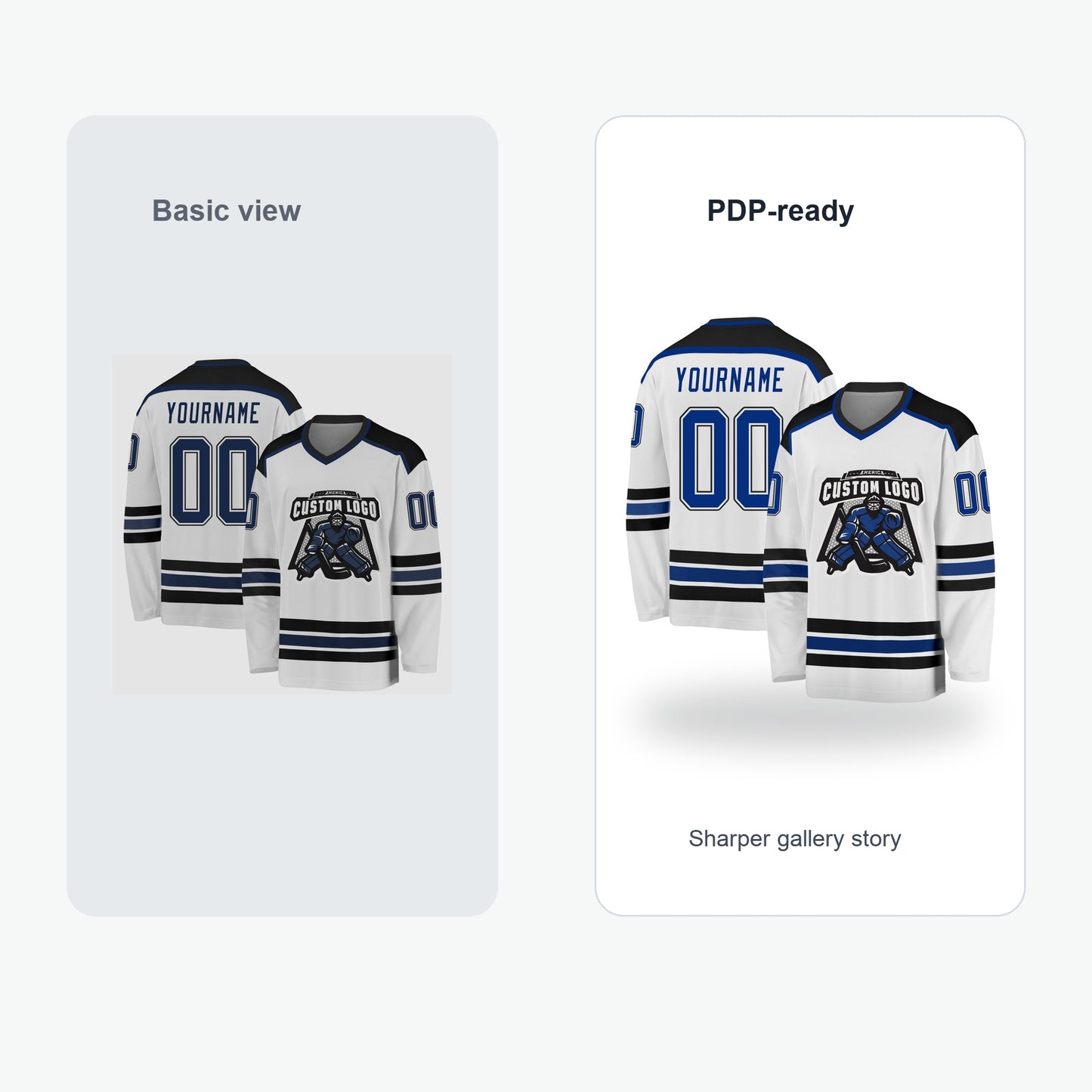 Custom White Royal-Gold Hockey Jersey - Value comparison