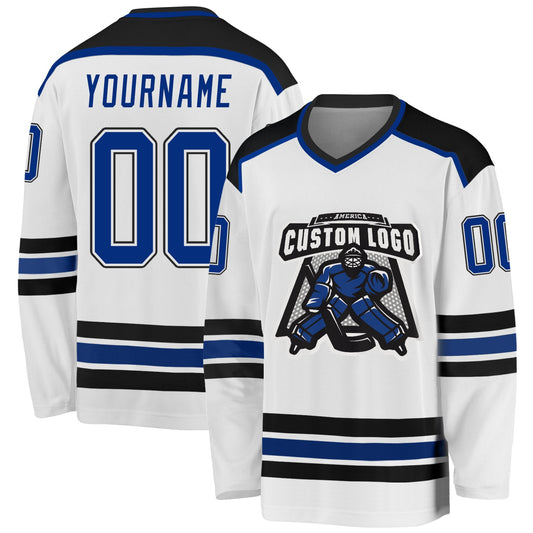Custom White Royal-Gold Hockey Jersey product image