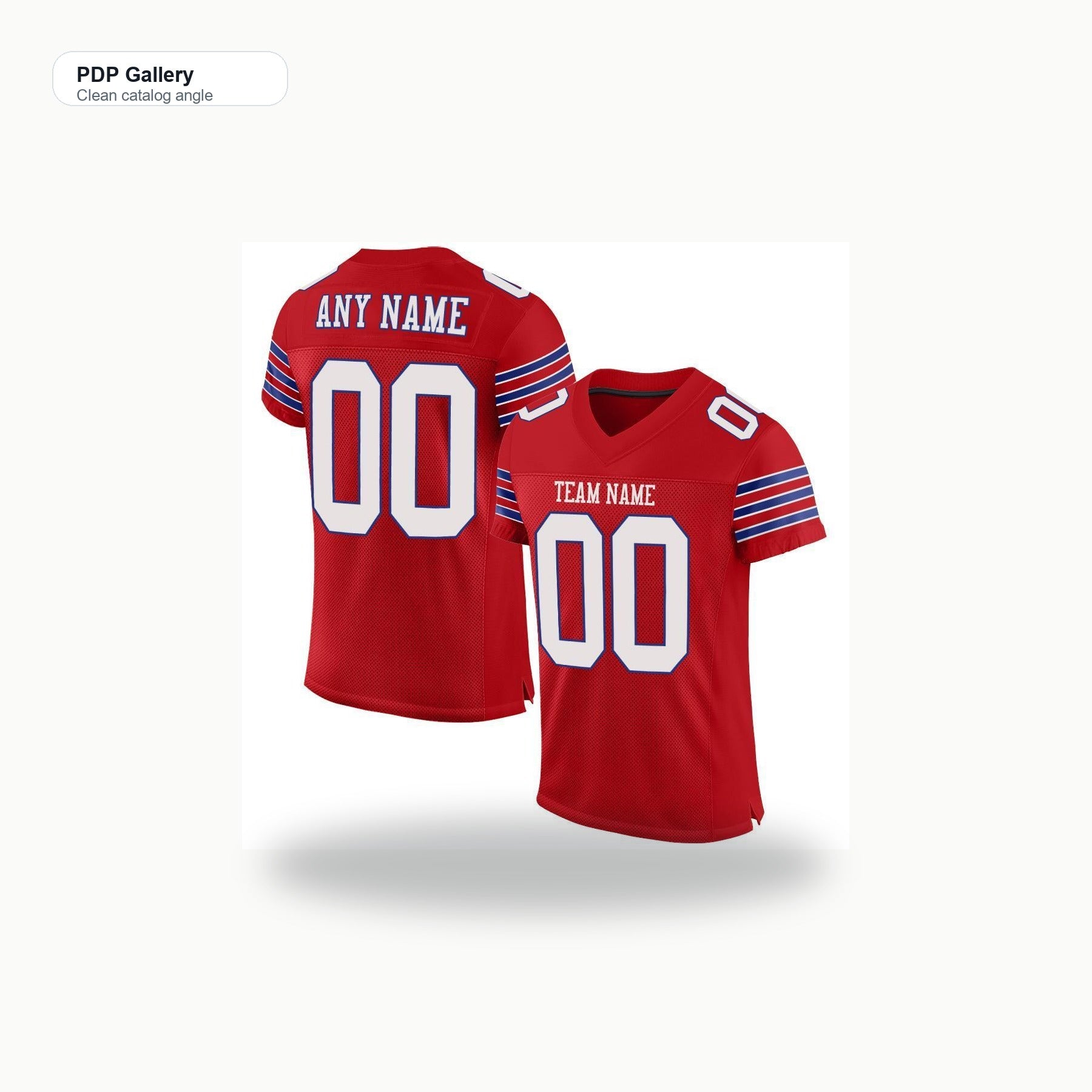 Custom Red White-Royal Mesh Authentic Football Jersey - Clean catalog angle