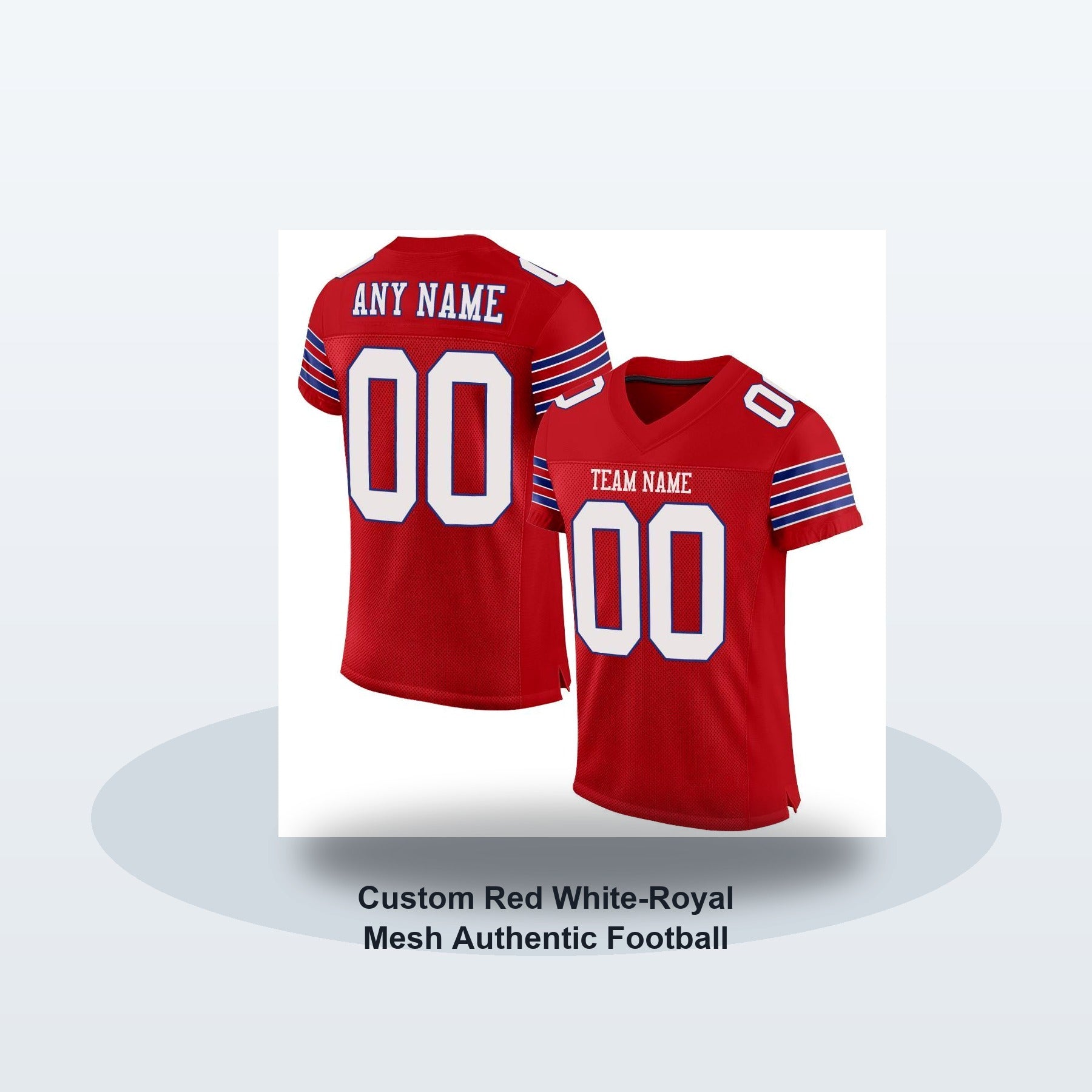 Custom Red White-Royal Mesh Authentic Football Jersey - Soft studio hero