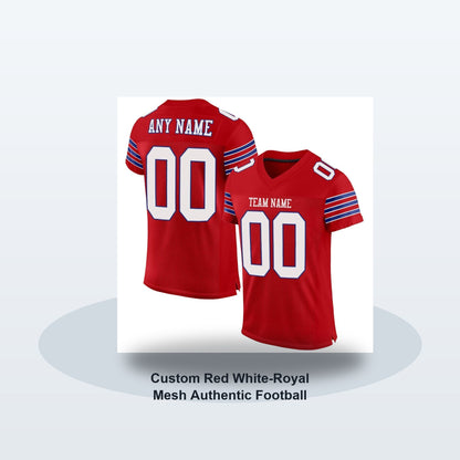 Custom Red White-Royal Mesh Authentic Football Jersey - Soft studio hero
