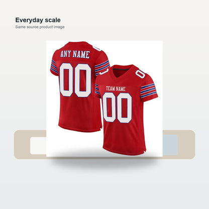Custom Red White-Royal Mesh Authentic Football Jersey - Scale and use case