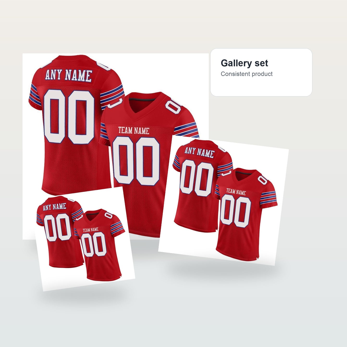 Custom Red White-Royal Mesh Authentic Football Jersey - Gallery flat lay
