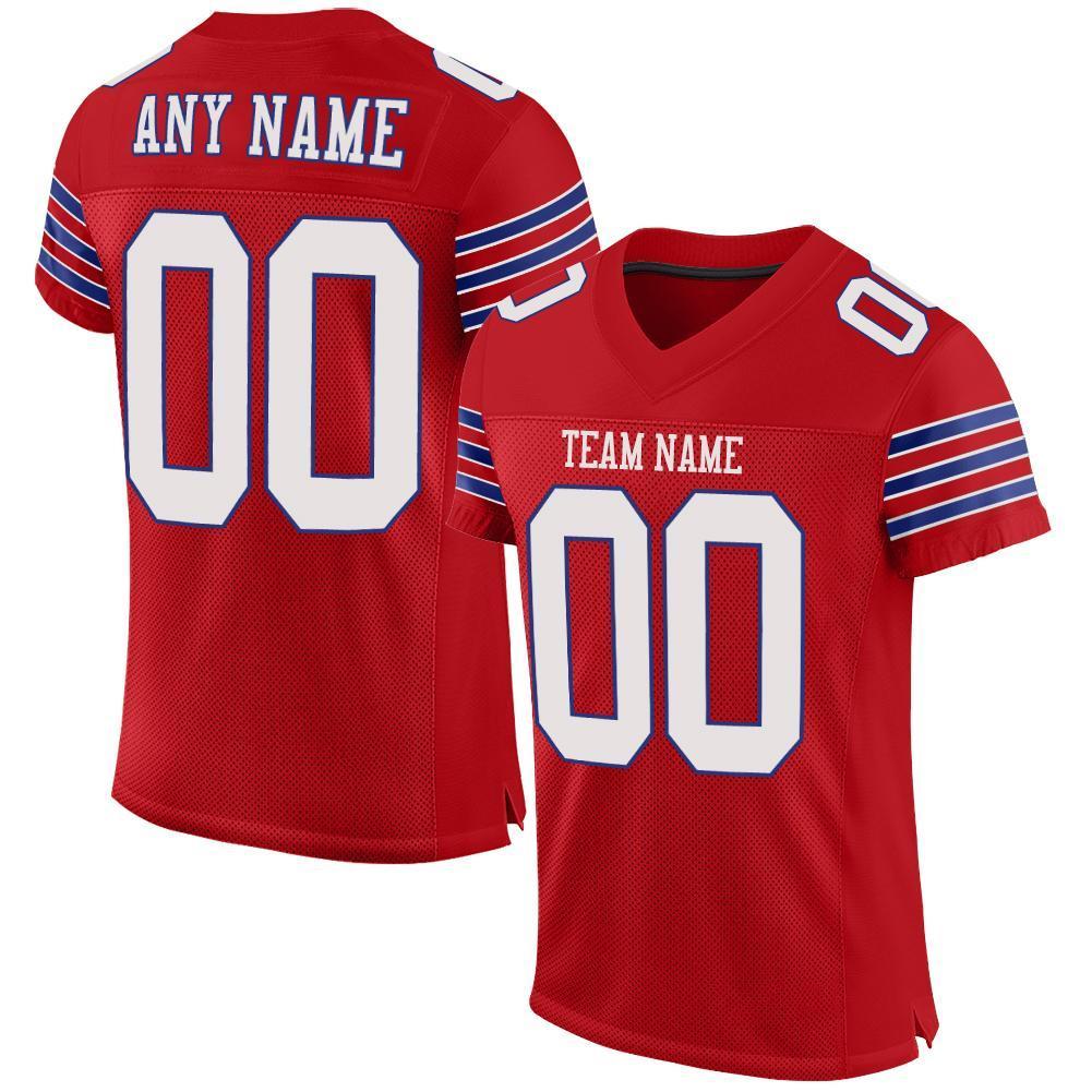 Custom Red White-Royal Mesh Authentic Football Jersey product image