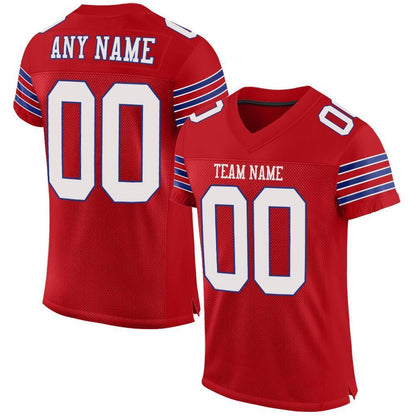 Custom Red White-Royal Mesh Authentic Football Jersey product image