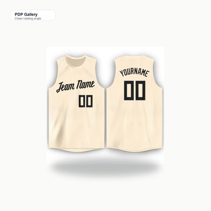 Custom Cream Black Round Neck Basketball Jersey Men's Women's - Clean catalog angle