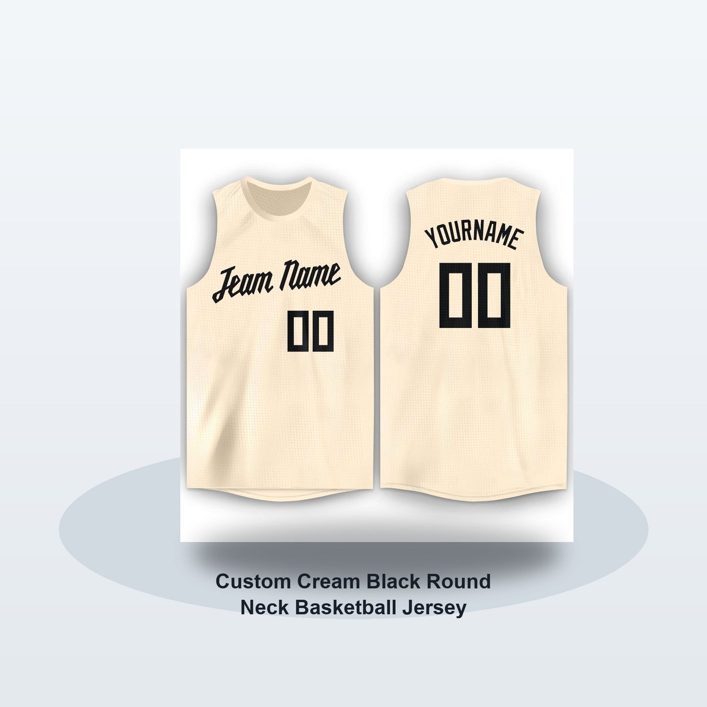 Custom Cream Black Round Neck Basketball Jersey Men's Women's - Soft studio hero