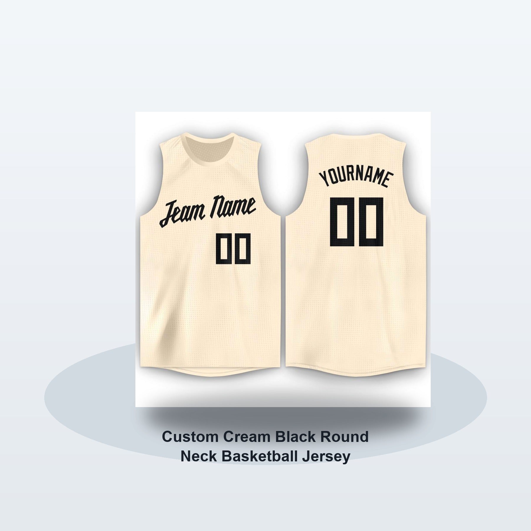 Custom Cream Black Round Neck Basketball Jersey Men's Women's - Soft studio hero