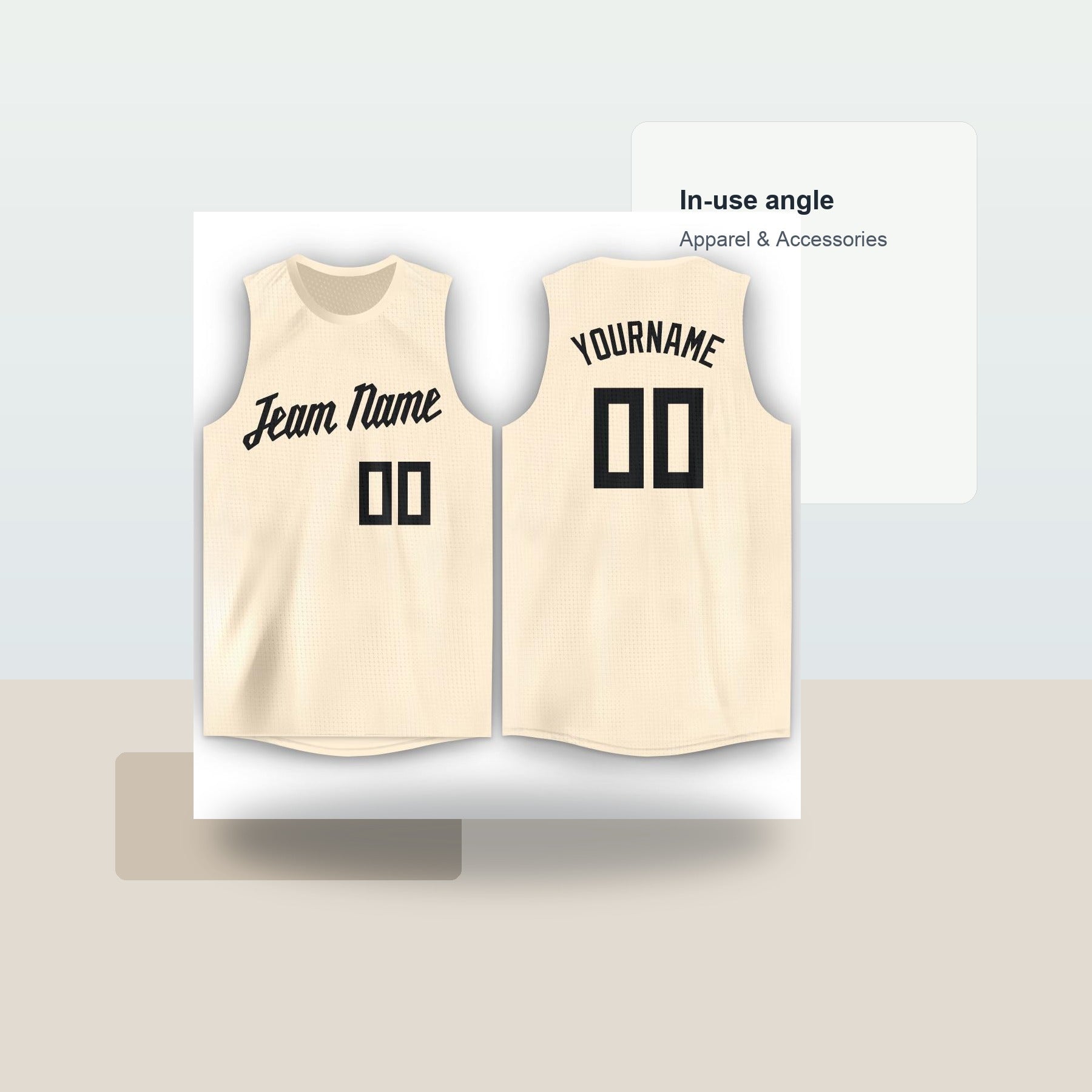 Custom Cream Black Round Neck Basketball Jersey Men's Women's - Lifestyle context
