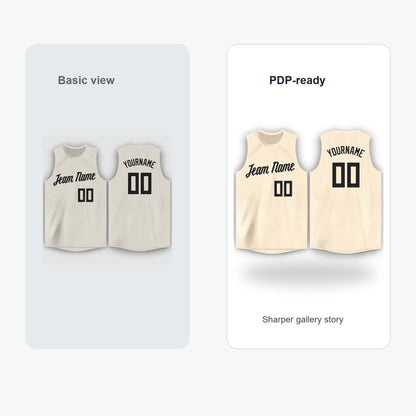 Custom Cream Black Round Neck Basketball Jersey Men's Women's - Value comparison