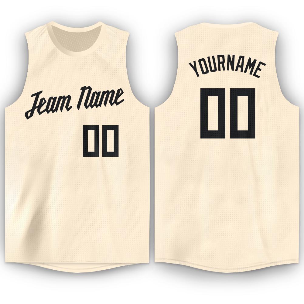 Custom Cream Black Round Neck Basketball Jersey Men's Women's product image