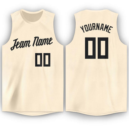 Custom Cream Black Round Neck Basketball Jersey Men's Women's product image