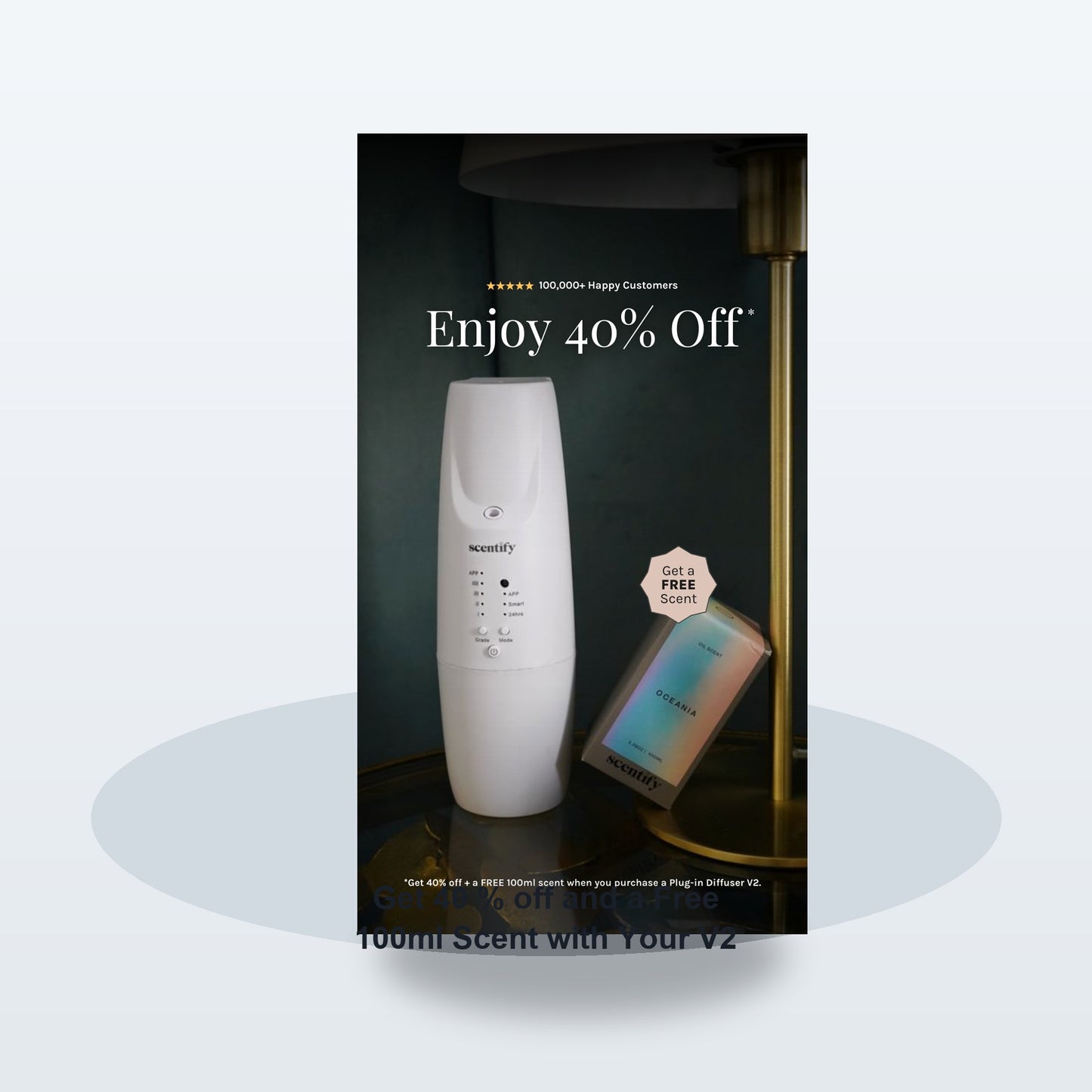 Get 40 % off and a Free 100ml Scent with Your V2 Diffuser - Soft studio hero