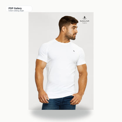 Premium Athletic Fit T-Shirt in White - Clean catalog angle