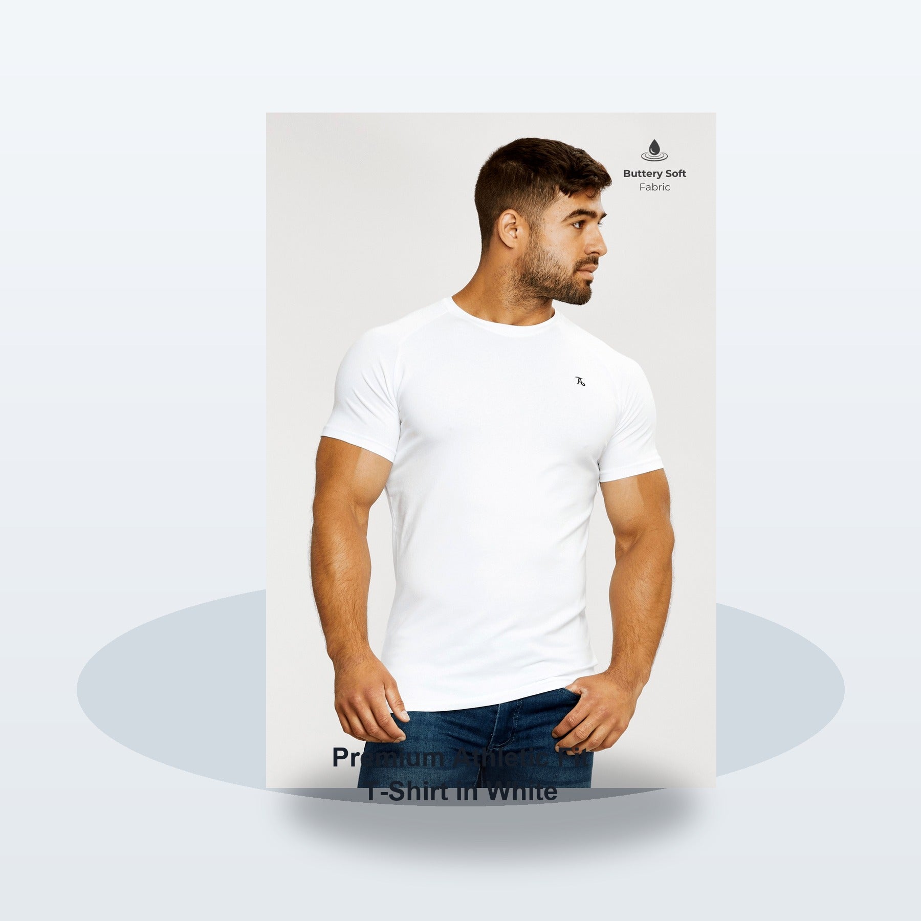 Premium Athletic Fit T-Shirt in White - Soft studio hero