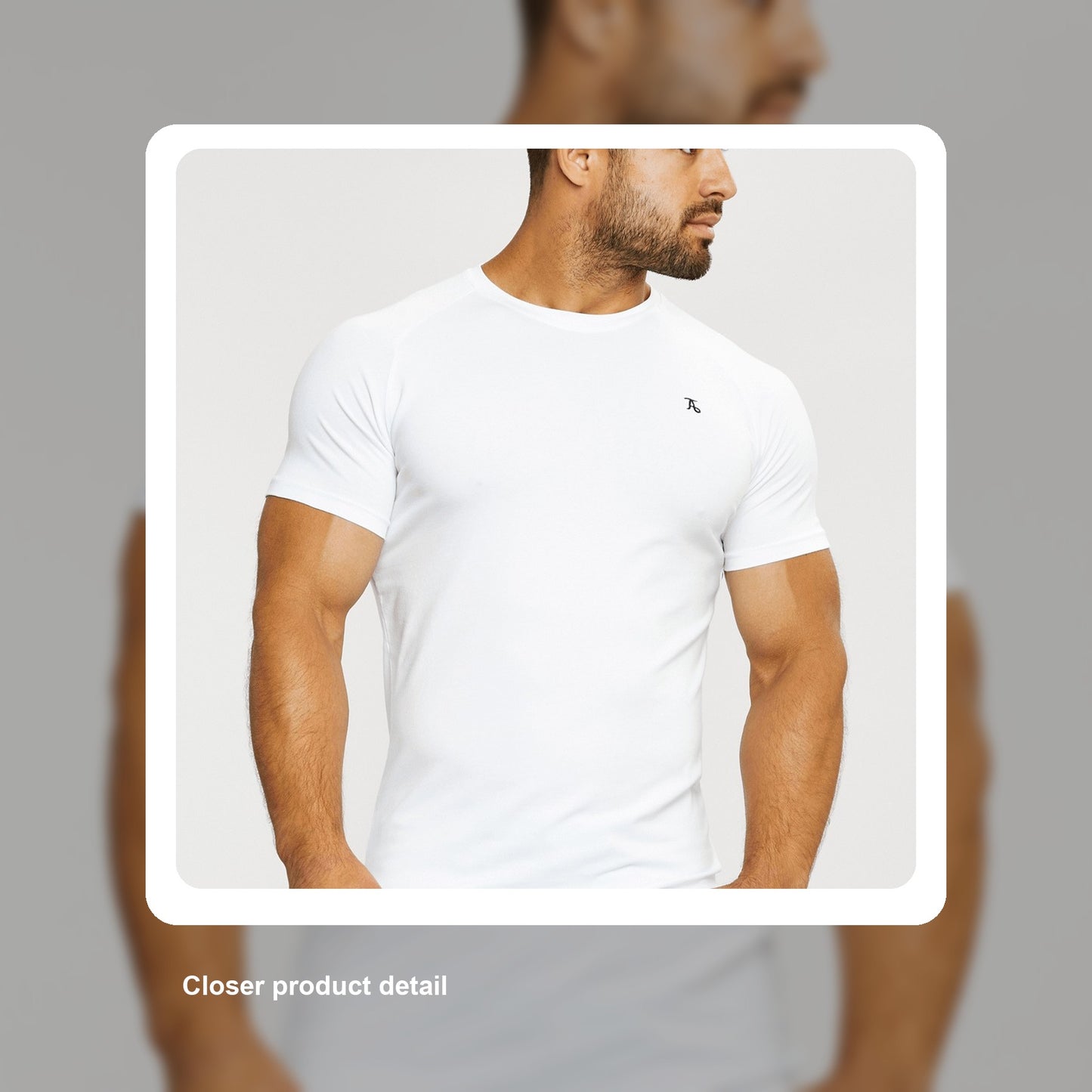 Premium Athletic Fit T-Shirt in White - Detail close-up