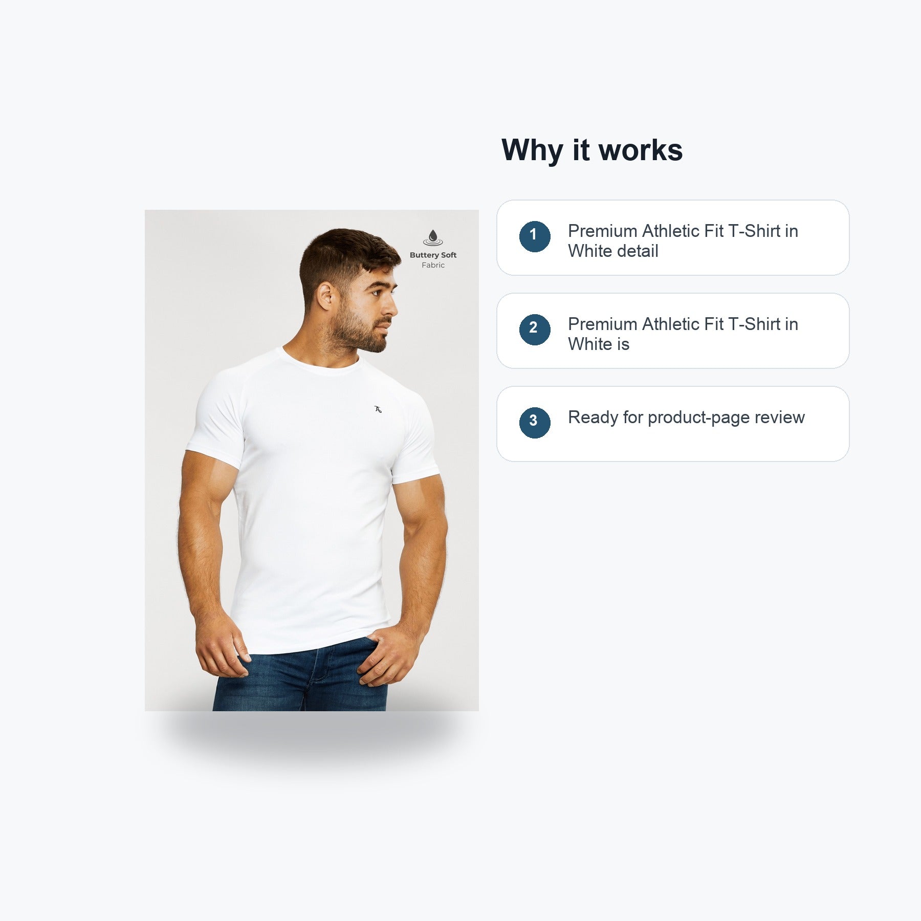 Premium Athletic Fit T-Shirt in White - Feature callouts