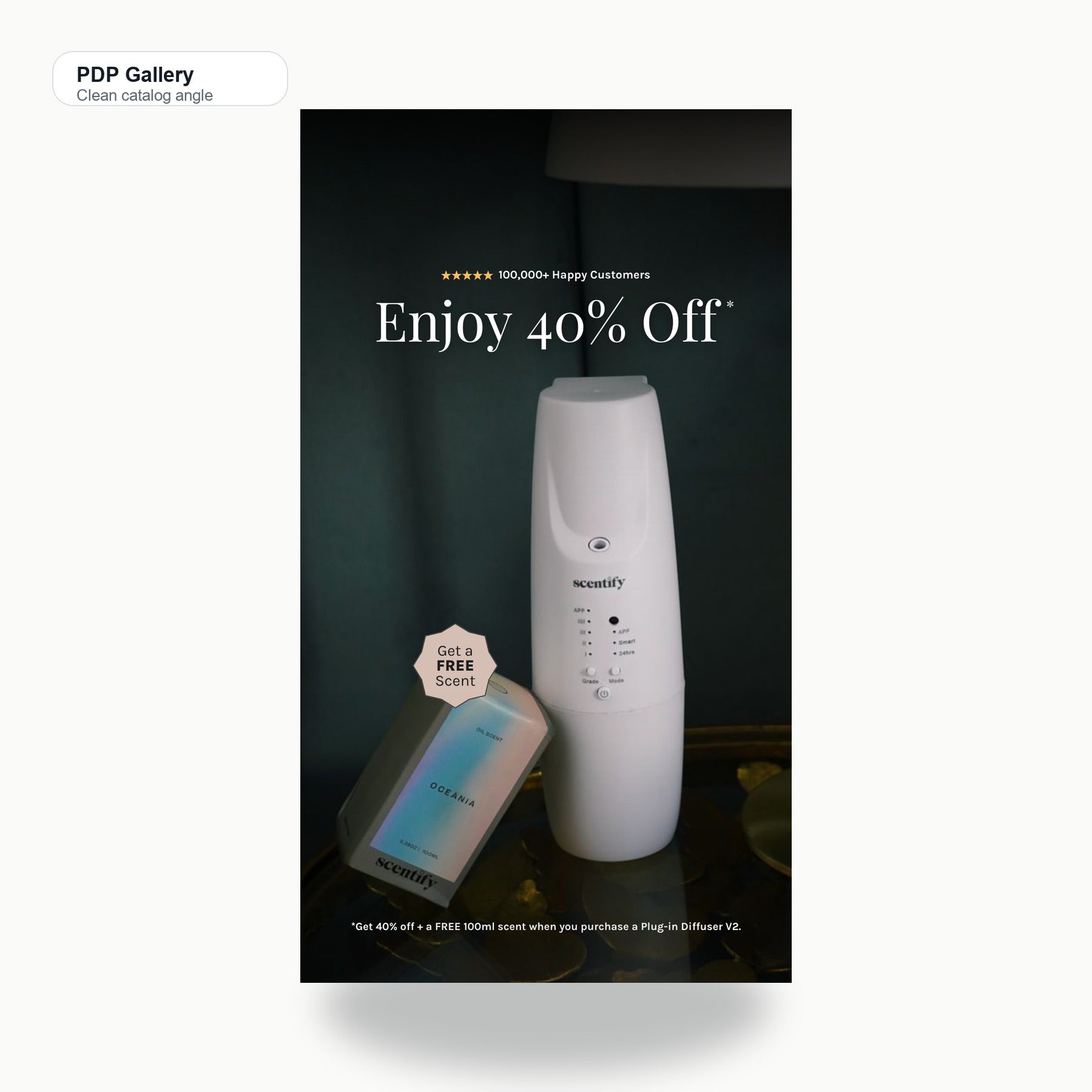 Get 40 % off and a Free 100ml Scent with Your V2 Diffuser - Clean catalog angle