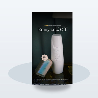 Get 40 % off and a Free 100ml Scent with Your V2 Diffuser - Soft studio hero