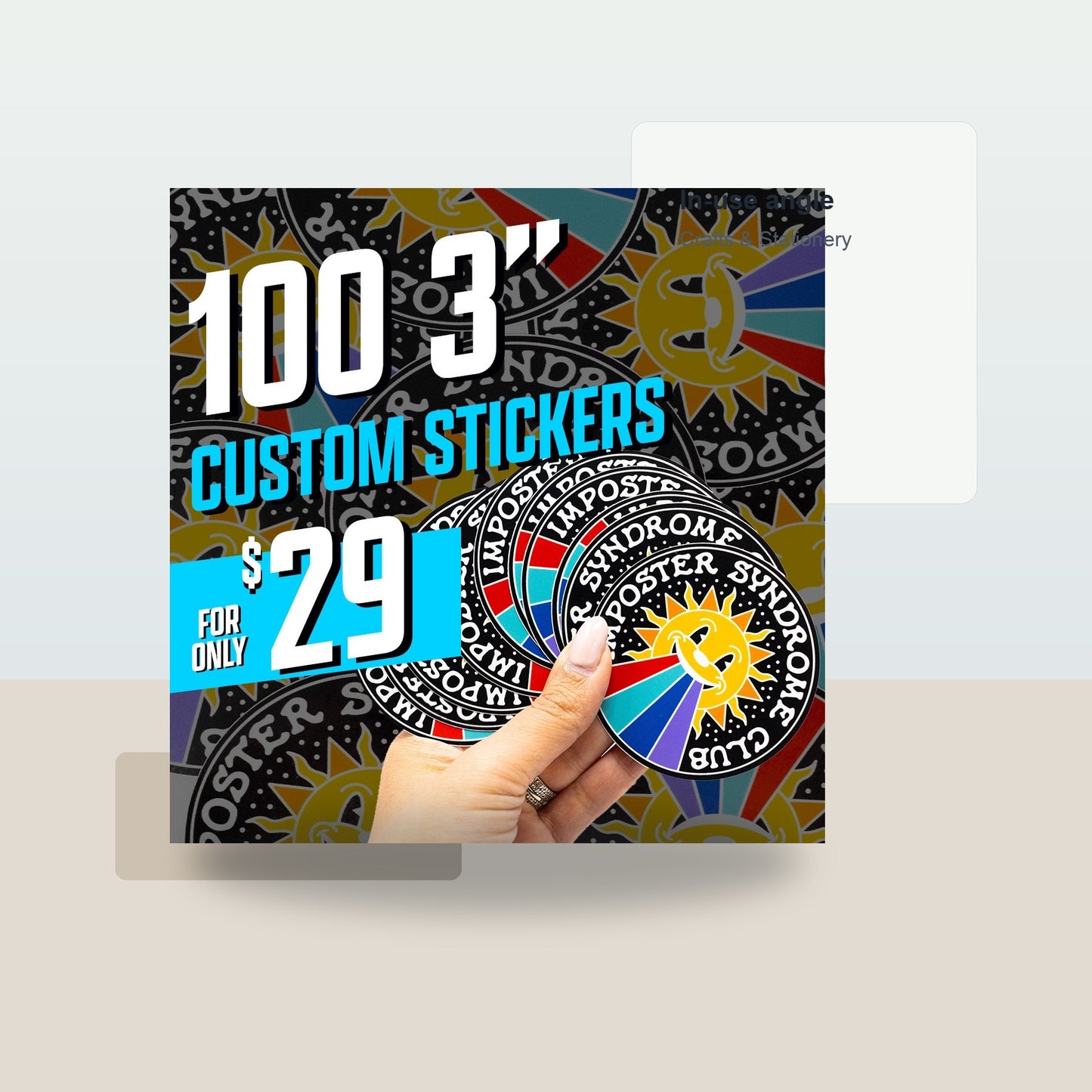 Get 100 Custom Stickers for ONLY $29. No Order Limit, ! - Lifestyle context