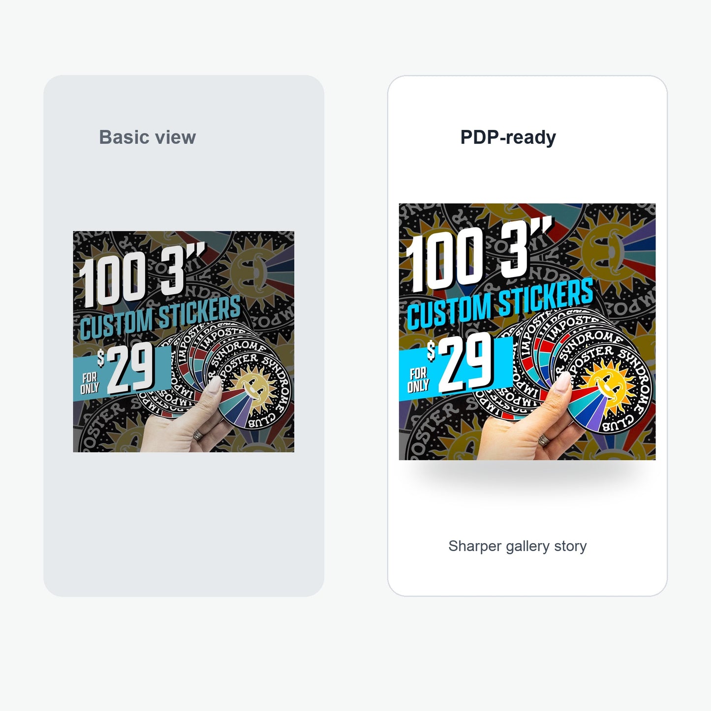 Get 100 Custom Stickers for ONLY $29. No Order Limit, ! - Value comparison