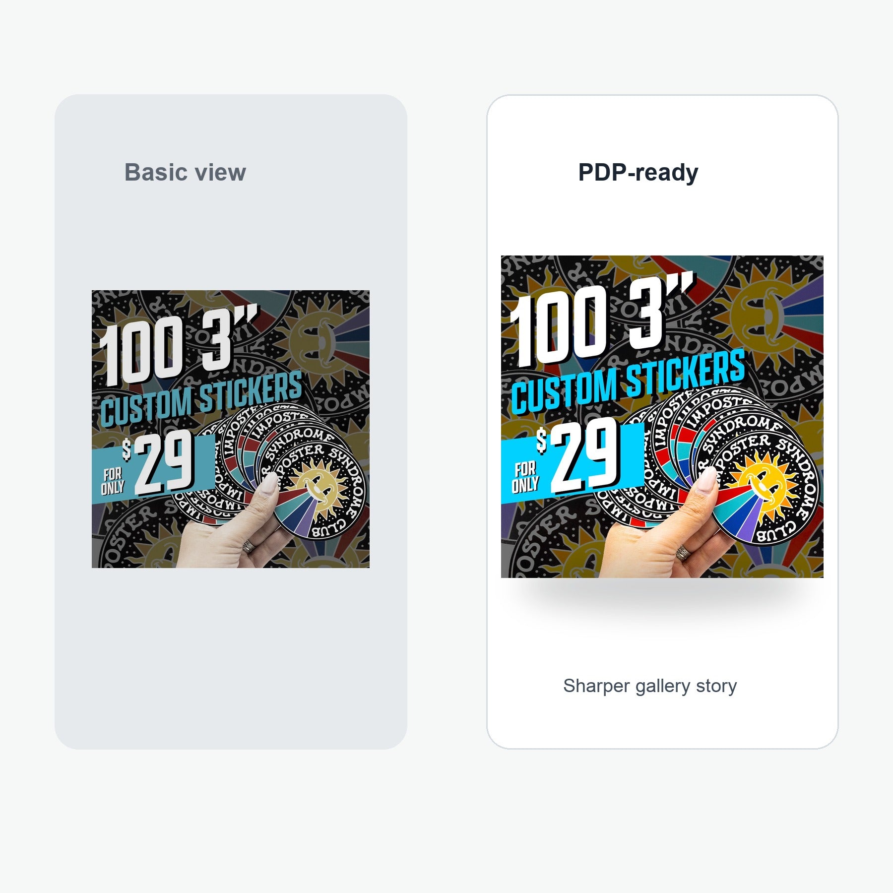 Get 100 Custom Stickers for ONLY $29. No Order Limit, ! - Value comparison