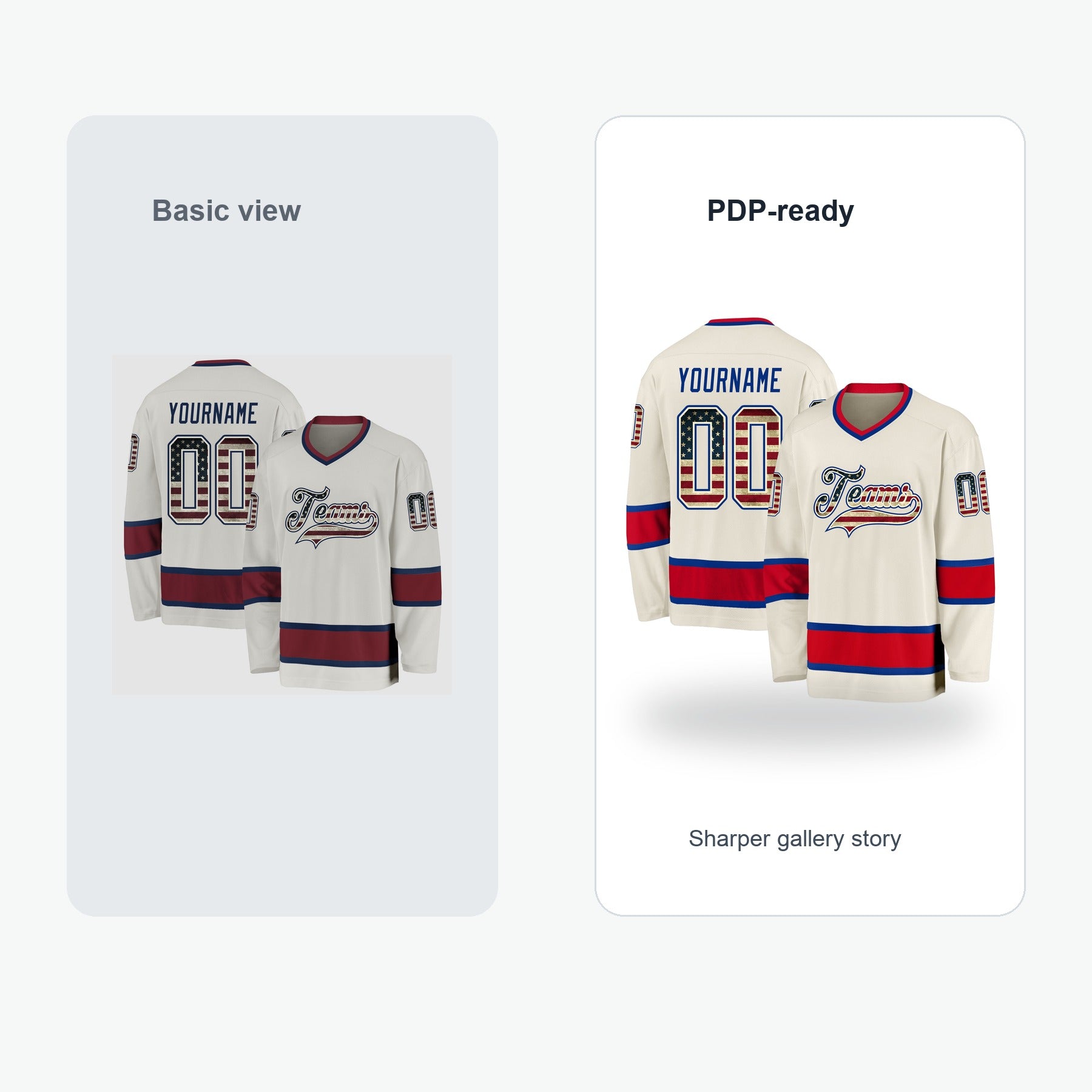Custom Cream Vintage USA Flag Royal-Red Hockey Jersey - Value comparison