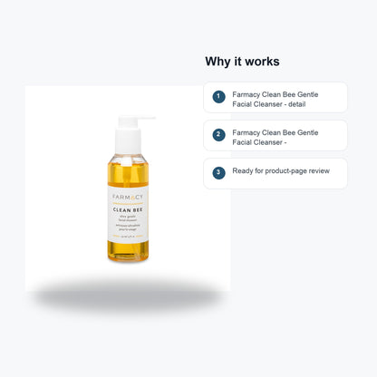 Farmacy Clean Bee Gentle Facial Cleanser - Daily Face Wash & Moisturizer - Feature callouts