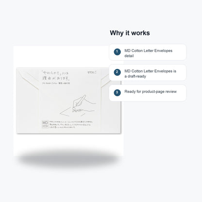 MD Cotton Letter Envelopes - Feature callouts