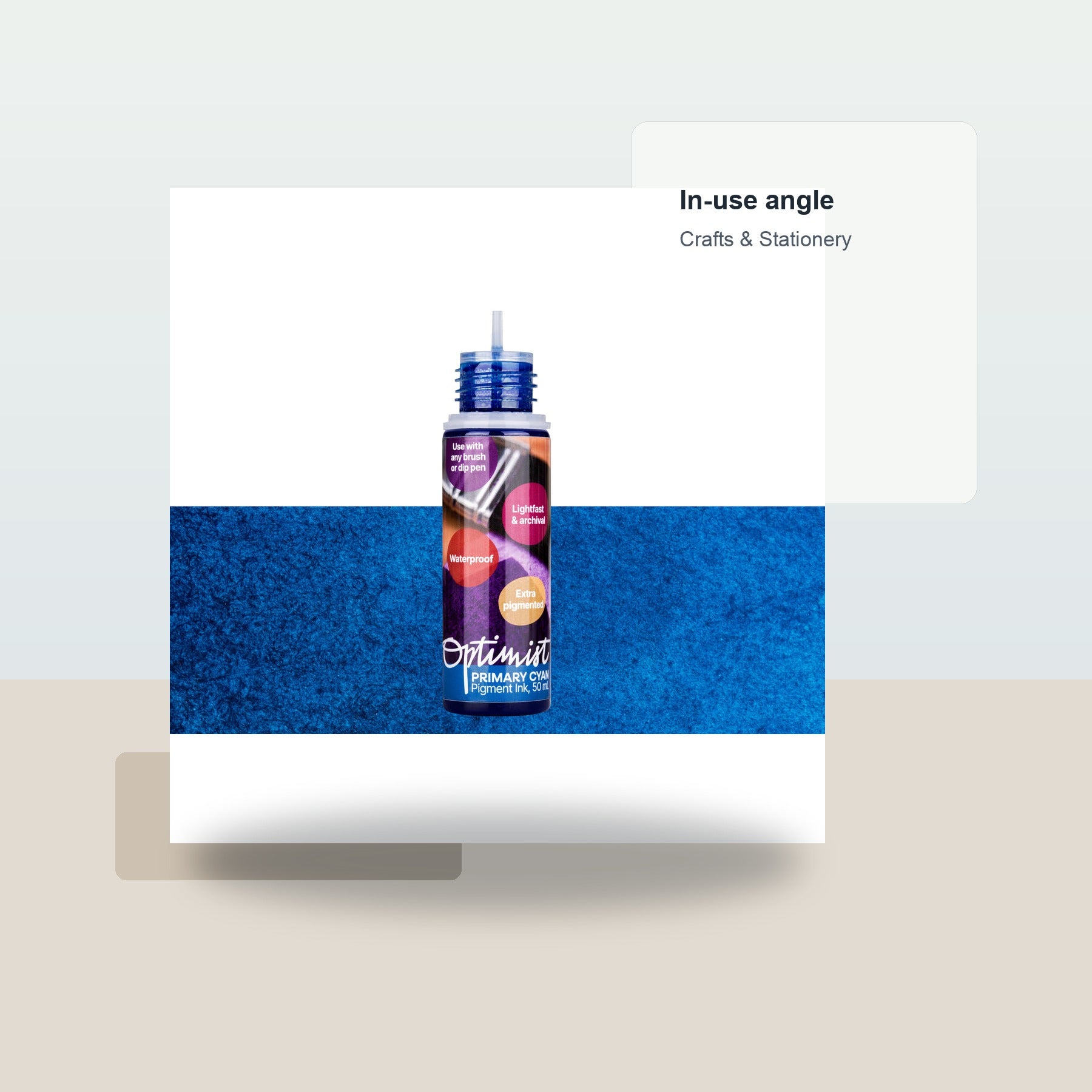Optimist Pigment Ink, #230 Primary Cyan, 50 mL Precision Bottle - Lifestyle context