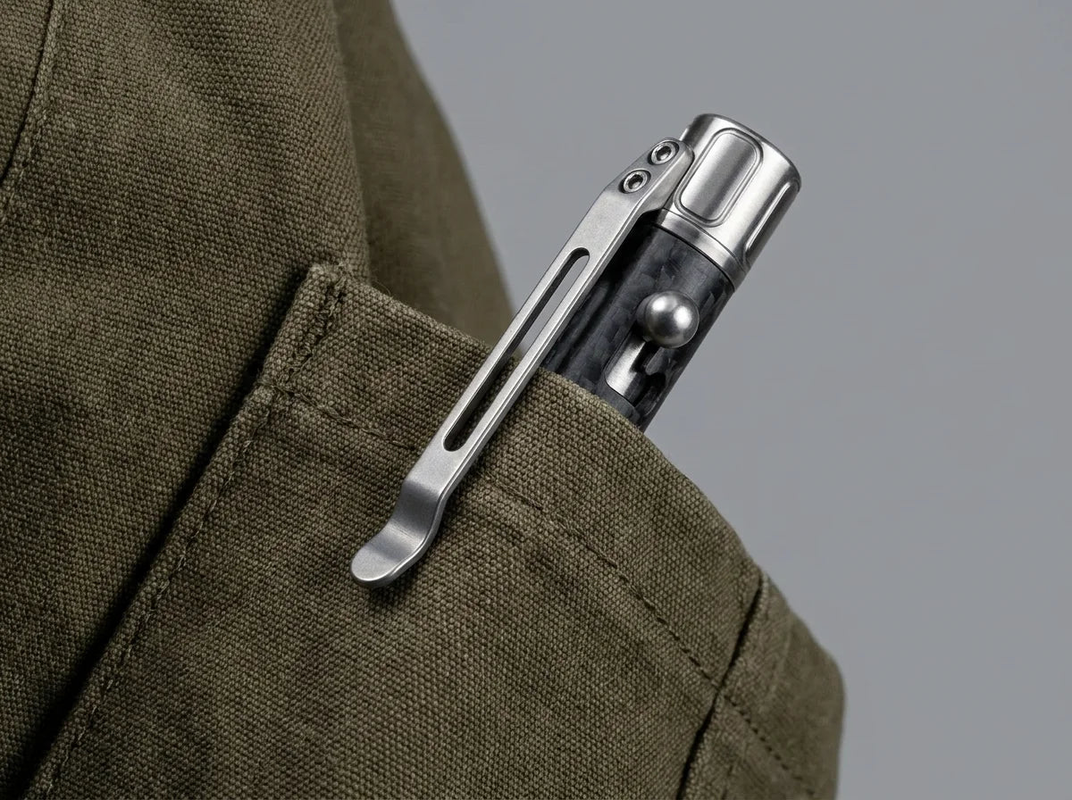 Titanium Bolt Action Tactical Pen – EDC Glass Breaker Writing Tool