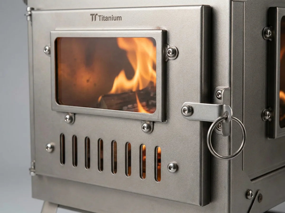 Ultralight Titanium Folding Wood Stove – Portable Tent Camping Heater