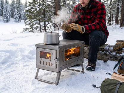 Ultralight Titanium Folding Wood Stove – Portable Tent Camping Heater