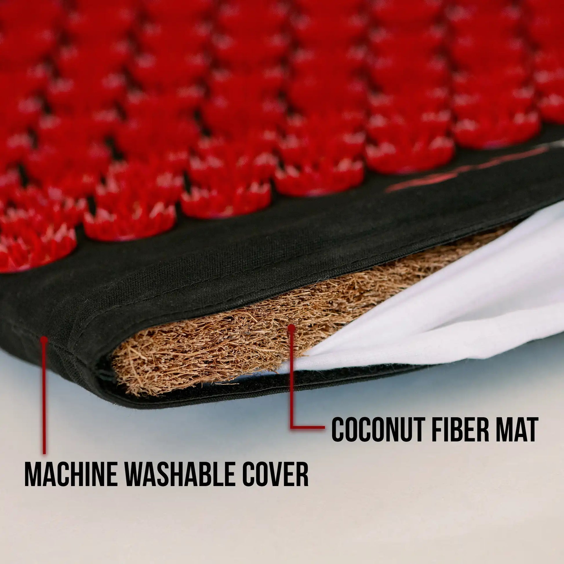 Natural coconut fiber acupressure mat with washable cover
