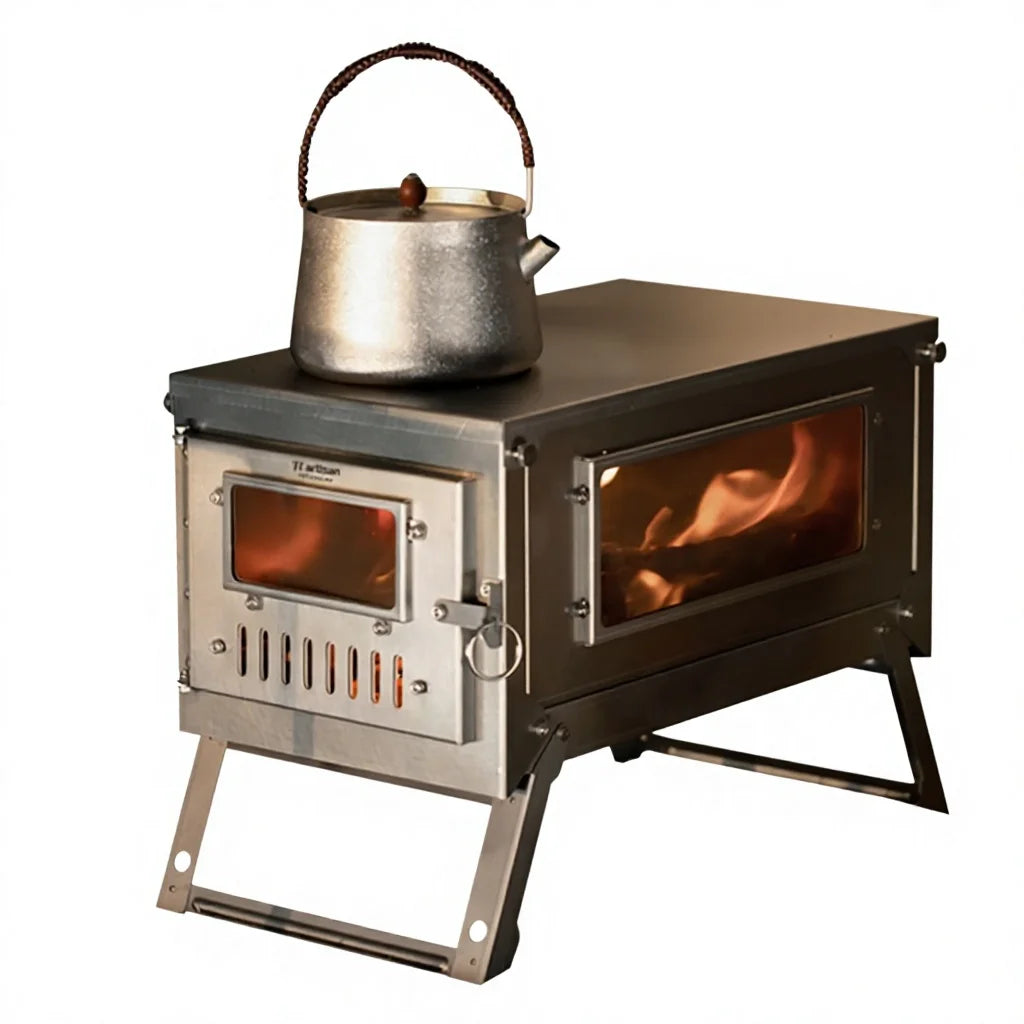 Ultralight Titanium Folding Wood Stove – Portable Tent Camping Heater