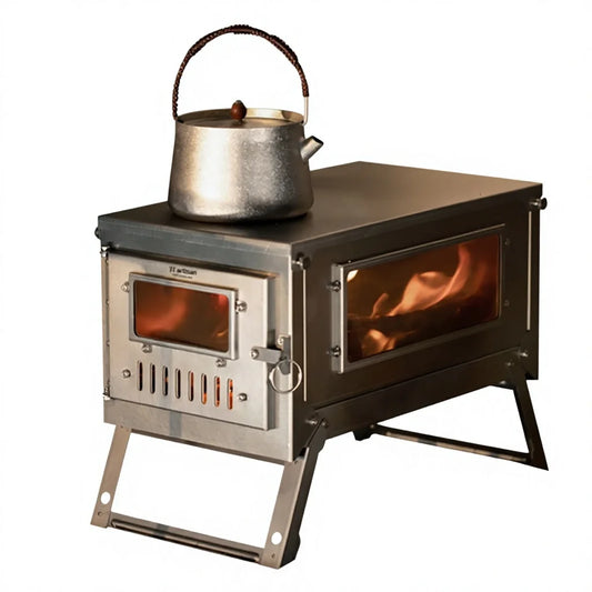Ultralight Titanium Folding Wood Stove – Portable Tent Camping Heater