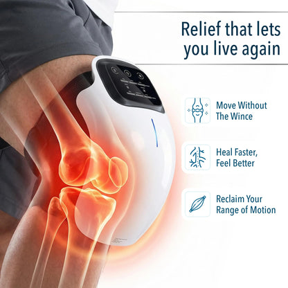 Adjustable knee massager fits all leg sizes comfortably