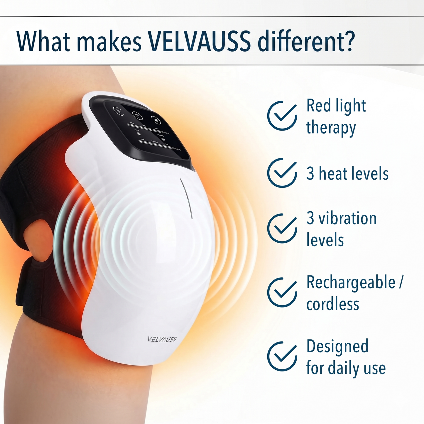 Ergonomic knee wrap design for maximum comfort during treatment