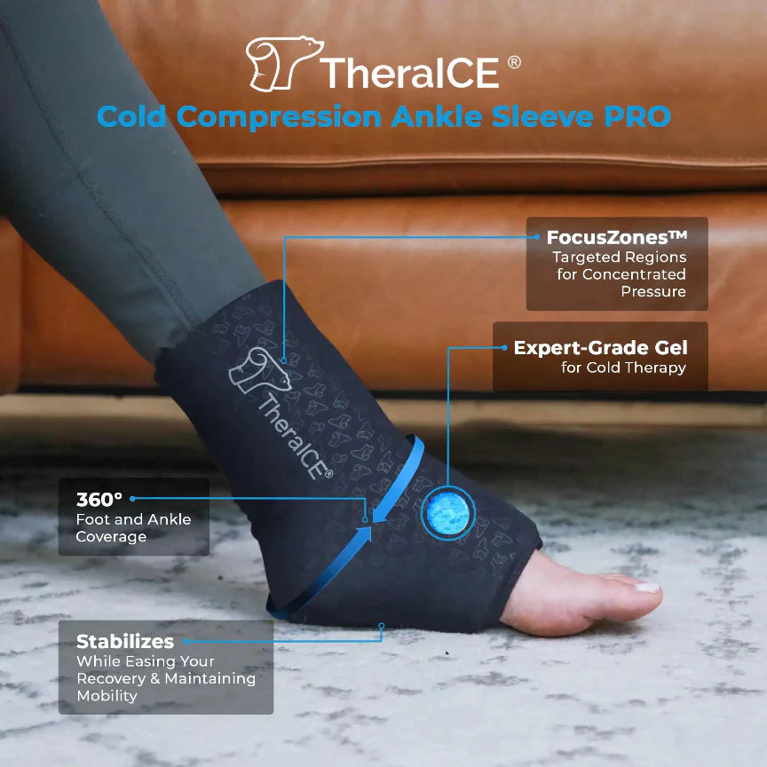 Cold Compression Ankle Sleeve Ice Wrap Sprains Swelling Sports Injury Recovery Close-Up