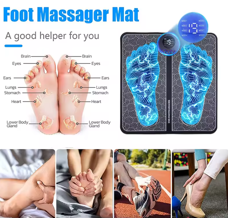 EMS Foot Massager Electric Neuropathy Pain Relief Circulation Stimulator Plantar In Use