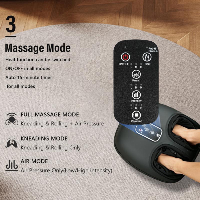 Foot Massager Compression Infrared Heat Plantar Fasciitis Neuropathy Pain Relief Close-Up