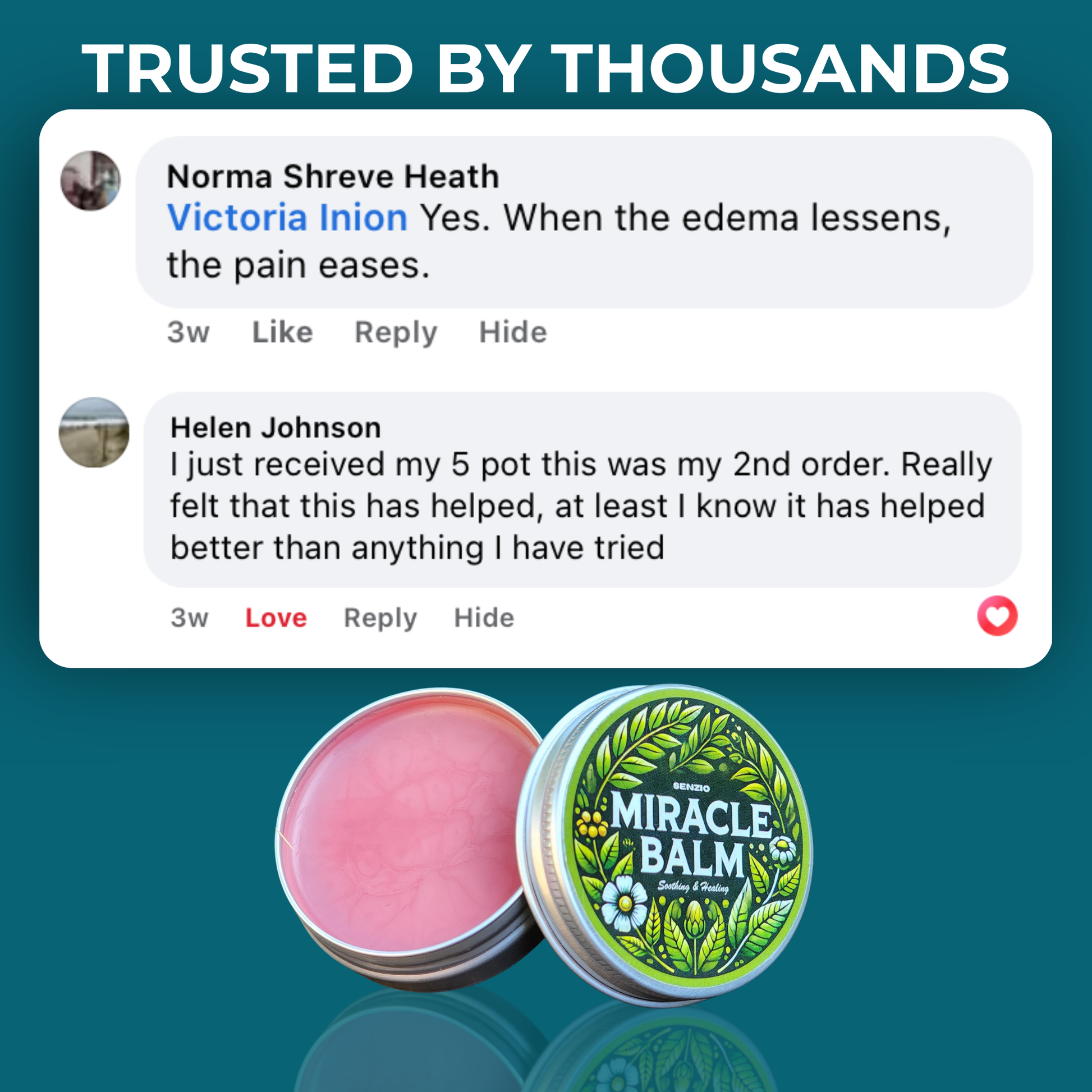Miracle Balm Soothing Relief Cream Dry Skin Cracked Heels Irritation Moisturizer Side View