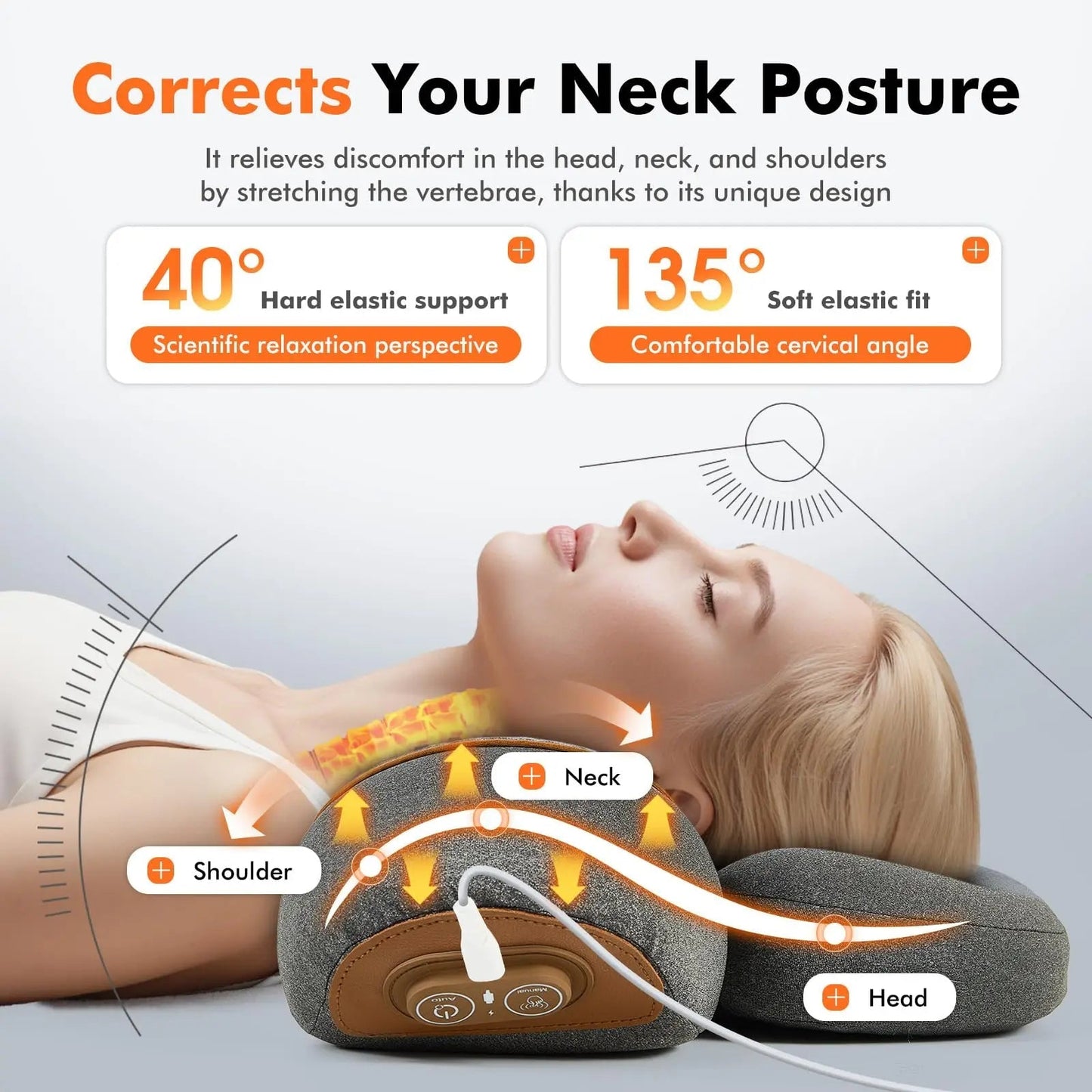 Therapeutic Neck Pillow Tension Headaches Neck Stiffness Cervical Support Sleep In Use