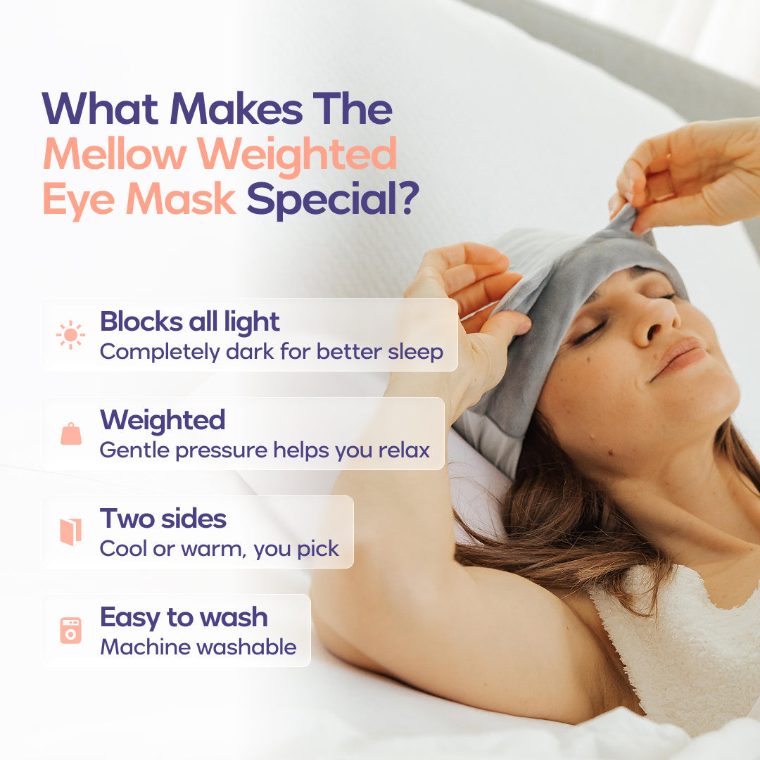 Weighted Sleep Eye Mask Migraines Dry Eyes Sleeping Light Blocking Deep Rest Close-Up